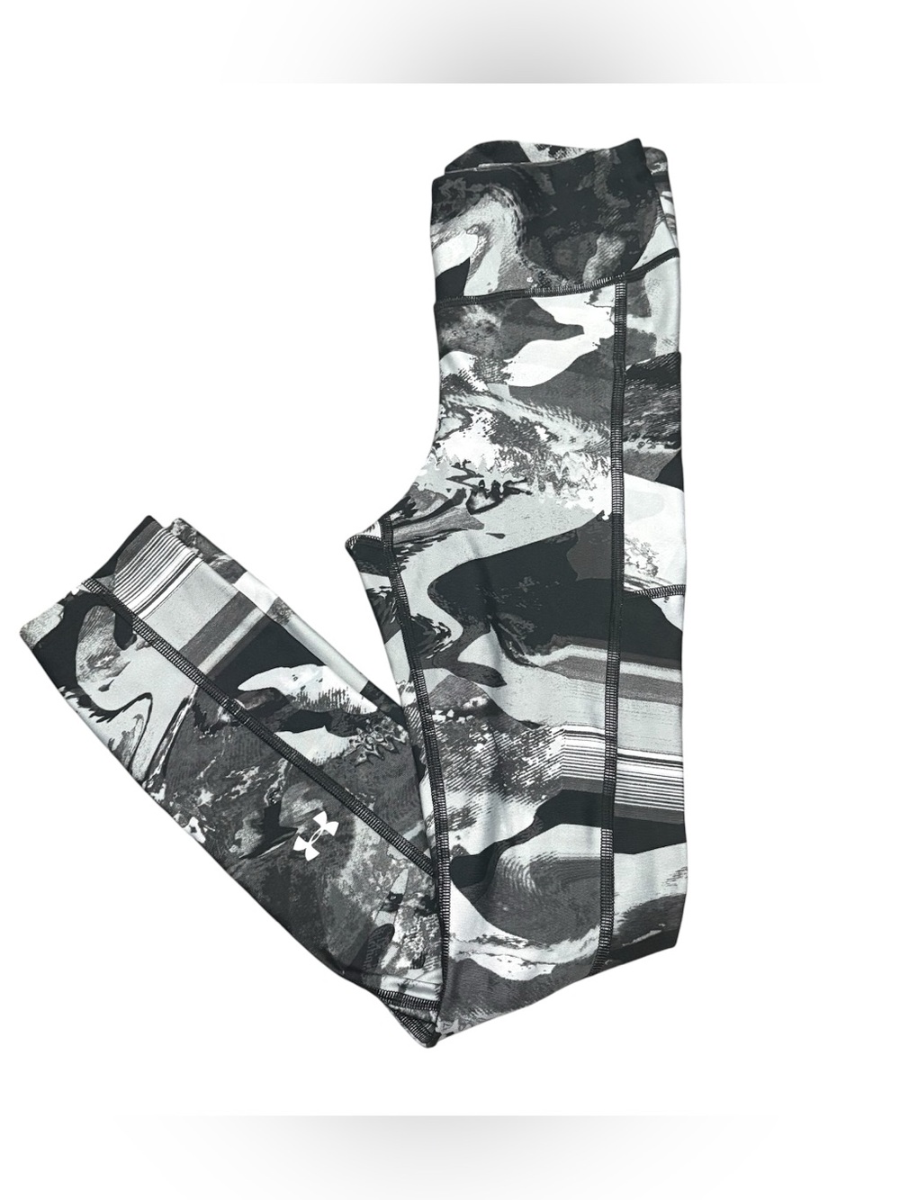 Under Armour Leggings Women’s XS Black White Meridian Print Ankle High Waisted